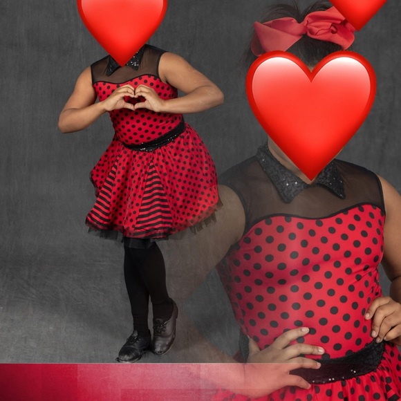 Weissman Red and Black Polka Dot Dance Dress - Picture 1 of 3